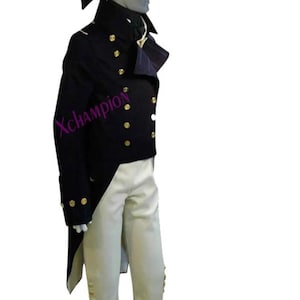 Men&#39;s Royal Navy Captain Uniform - Handmade Black Wool Naval Officer Coat, Commander Regimental Wear, Navy Military Costume
