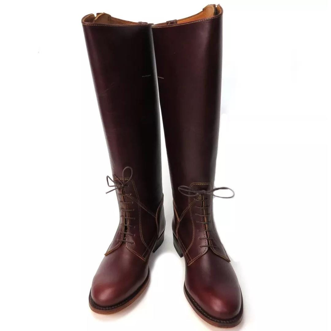 Regency Men's Riding Boot WWI Officer Riding Boots Men’s Pure Leather Vintage Style Equestrian ...