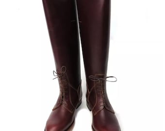 WWI Officer Riding Boots Men’s Pure Leather Vintage Style Equestrian Footwear Military-Inspired Riding Gear
