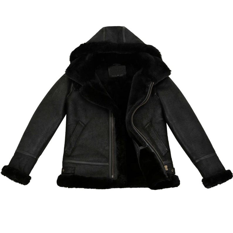 Men's Aviator RAF Classic B3 BLACK Sheepskin Bomber Flying Real Shearling Jacket | Smart Range | S-3XL