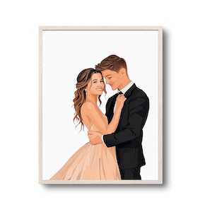 Individuelles Hochzeitsportrait | Hochzeitsportrait, Verlobungsgeschenk, Hochzeitskarte, Verlobungszeichnung, Paar Geschenk, Hochzeit, Braut, Hochzeitsgeschenk