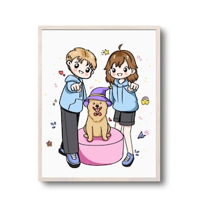 Custom Kawaii Portrait, Couple Portrait, Cartoon, Couple Gift, Christmas gift, Wedding Gift, Anniversary, Anime Portrait, Cute Chibi Drawing