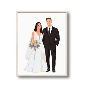 Retrato de casamento personalizado | Retrato de casamento, presente de noivado, cartão de casamento, desenho de noivado, presente de casal, casamento, noiva, presente de casamento