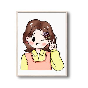 Niestandardowy portret Kawaii, portret pary, kreskówka, prezent dla pary, prezent świąteczny, prezent ślubny, rocznica, portret anime, słodki rysunek Chibi