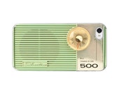 iPhone 4 Case vintage Transistor radio iphone 4s cover case iphone case Silvertone 500 pale green retro look red dial gold