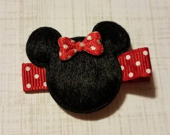 Minnie Mouse Hair Bow - Minnie Hair Bow - Minnie Hair Clip - Red Minnie Hair Clip - Red Minnie Bow - Minnie Inspired Clip