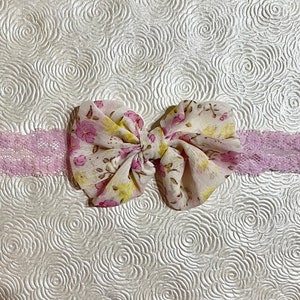 Baby Bow Headband - PINK Lace Baby Headband - Floral Baby Girl Headband