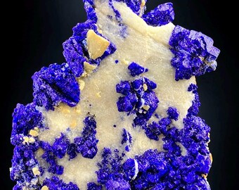 Natural Lazurite Crystal Specimen on White Matrix – Large Blue Mineral Display Piece