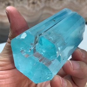 Raw Aquamarine Crystal, 295 gram, Sky Blue Beryl Gemstone, Afghanistan Mineral Specimen