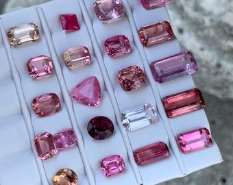 Afghan Pink Tourmaline Gemstones: 27.4 Carat Faceted Jewel Lot