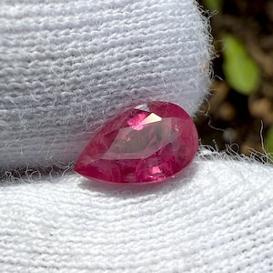 Certified 1.35 Ct Pear Cut Purplish Red Ruby Gemstone