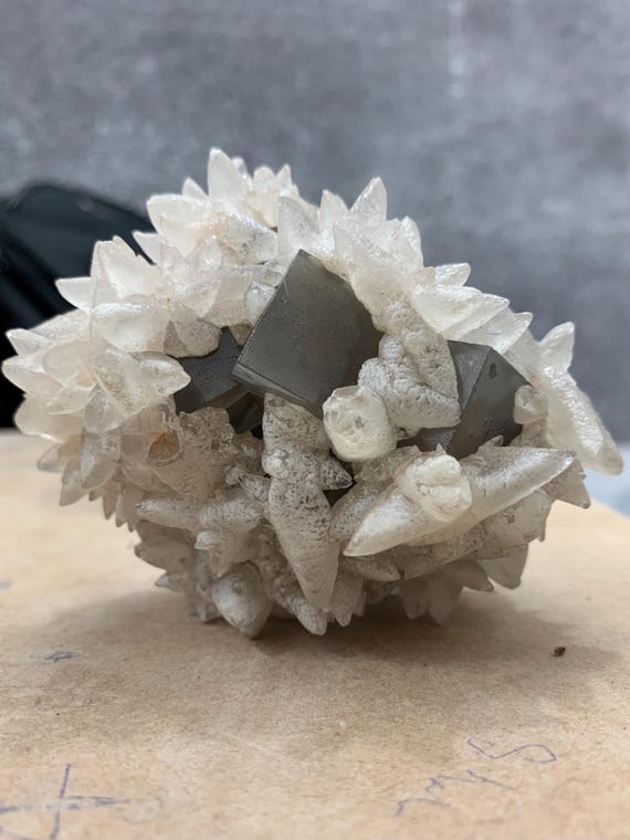 Natural Cubic Fluorite with Calcite Crystal Cluster | 506g Collector Mineral Specimen