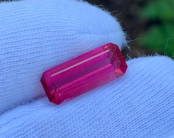 Pinkish Red Tourmaline Gemstone: 3.56 Ct Emerald Cut, Unheated Afghan Origin