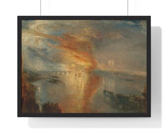 Turner schilderij ingelijste poster, verbranding van het parlement, historisch kunstwerk