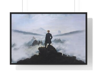 Ingelijste poster 'Wanderer Above Sea of Fog', caspar David Friedrich