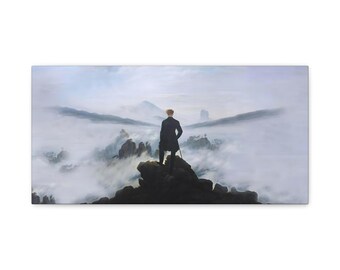 Frameloze canvaskunstdruk, Zwerver boven de zee van mist, Caspar David Friedrich