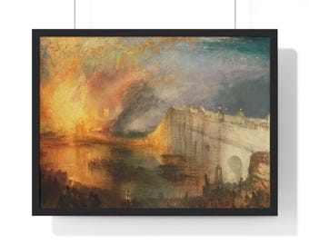 Ingelijste draaischijf, brandend parlement, historisch muurdecor