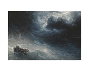 Canvaskunstdruk Aivazovsky zeegezicht: 'The Wrath of the Seas' nautisch muurdecor