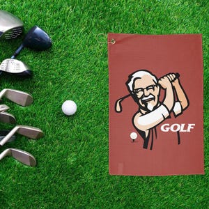 KFC風おもしろゴルフタオル | ゴルファーへのプレゼントに最適、楽しいゴルフアクセサリー、彼へのプレゼント、彼女へのプレゼント、花婿の付添人、父の日のプレゼント