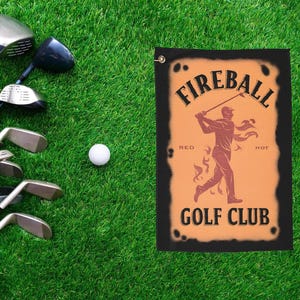Fireball Golf Club Golf Towel, Gift For Him, Golf Accessories, Father&#39;s Day Gift, Custom Golf Towel, Unique Golf Gift, Golf Lover Gift