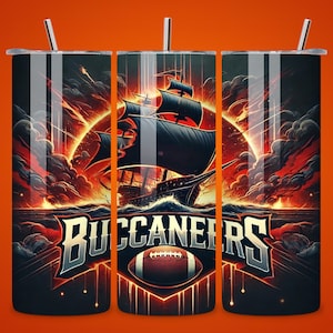 Diseño PNG para vaso térmico de los Buccaneers, diseño de fútbol americano sin costuras (descarga digital)