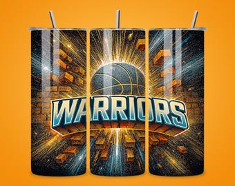 Warriors Basketball Team 20oz Tumbler Wrap, Seamless NBA Design (Digital Download)