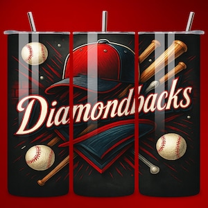 DIAMONDBACK 20oz Skinny Tumbler Wrap PNG, Seamless Design from MLB, 20oz Sublimation Tumbler, Digital Download Template