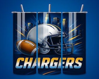 Chargers NFL 20oz Tumbler Wrap, Seamless Football Design (Digital Download)