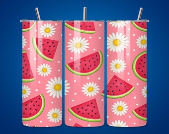 Watermelon Daisy 20oz Tumbler Wrap, Seamless Design (Digital Download)