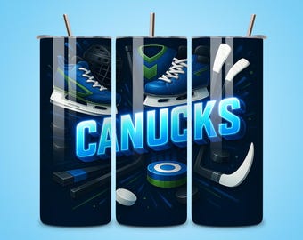 Canucks Hockey Team 20oz Tumbler Wrap, Seamless Sublimation Design (Digital Download)