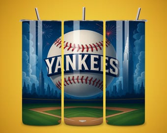 Yankees Baseball 20oz Tumbler Wrap, Seamless Design (Digital Download)