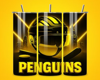 Penguins Hockey 20oz Tumbler Wrap, Seamless Design (Digital Download)