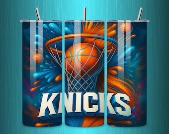 Knicks Basketball 20oz Tumbler Wrap PNG, Seamless Sublimation Design (Digital Download)