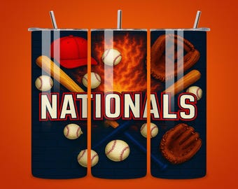 Nationals Baseball 20oz Tumbler Wrap, Seamless PNG (Digital Download)