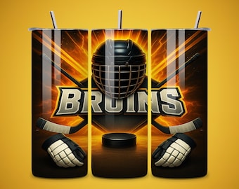 Bruins Hockey 20oz Tumbler Wrap, Seamless NHL Design (Digital Download)