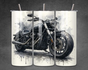 Motorcycle Tumbler Wrap PNG, Seamless Sublimation Design (Digital Download)
