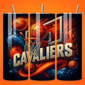 CAVALIER Basketball Team 20oz Skinny Tumbler Wrap PNG, Seamless Design from NBA, 20oz Sublimation Tumbler, Digital Download Template
