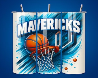 Mavericks Basketball 20oz Tumbler Wrap, Seamless Design (Digital Download)