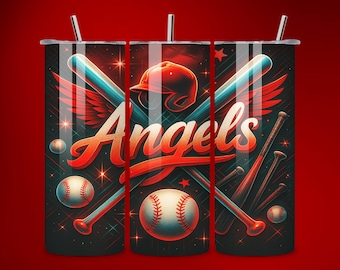 Angels Baseball 20oz Tumbler Wrap, Seamless Design (Digital Download)