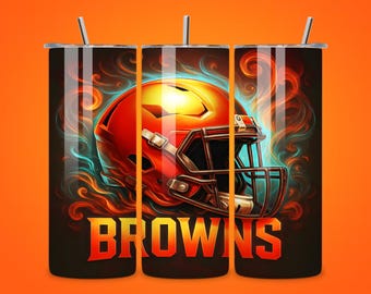 NFL Browns Tumbler Wrap PNG, Seamless 20oz Skinny Design (Digital Download)