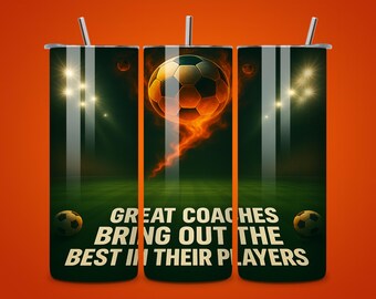 Soccer Coach 20oz Tumbler Wrap PNG, Seamless Design (Digital Download)