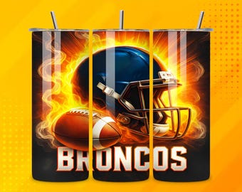 Broncos 20oz Tumbler Wrap PNG, Seamless Football Design (Digital Download)
