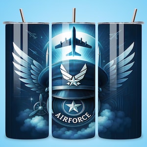 Diseño PNG sin costuras para funda de vaso de la Fuerza Aérea (descarga digital)