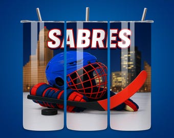 Sabres Hockey Team Tumbler Wrap, Seamless 20oz Sublimation Design (Digital Download)