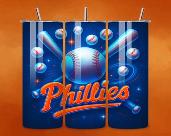 Phillies Baseball 20oz Tumbler Wrap, Seamless Sublimation Design (Digital Download)