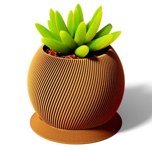 Minimalistischer Kugel-Übertopf | Sukkulententopf | Moderner strukturierter Pflanzenhalter | Gemütliches Wohndekor