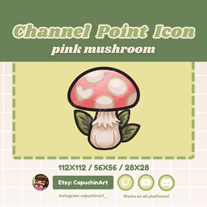 PINK Kawaii Mushroom Cottage Core Fungi | Pontos de canal, Emote | Twitch, YouTube, Discord | Ícone de streamer, Gráficos de streamer, Emblemas