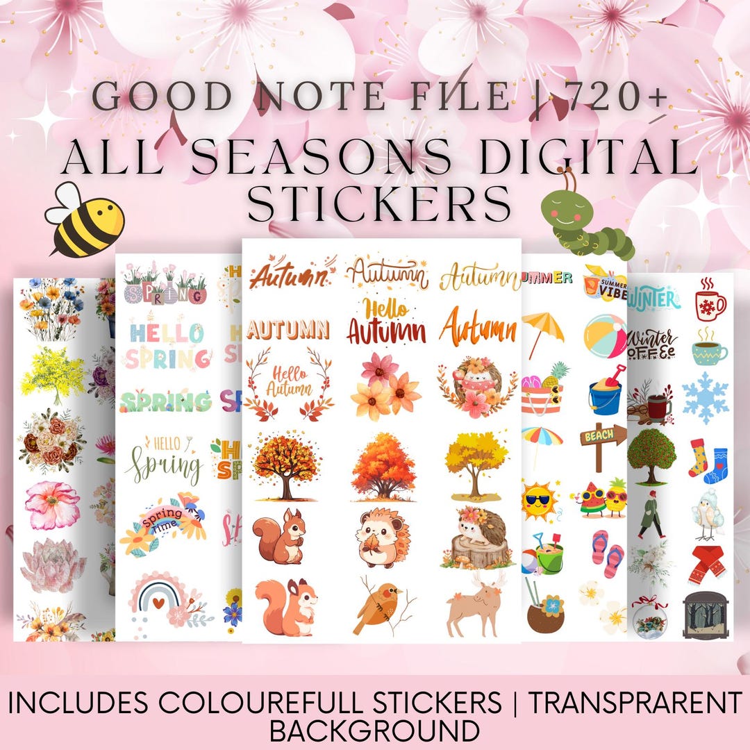 720+ Seasonal Planner Stickers, Goodnotes Sticker Bundle (digital ...