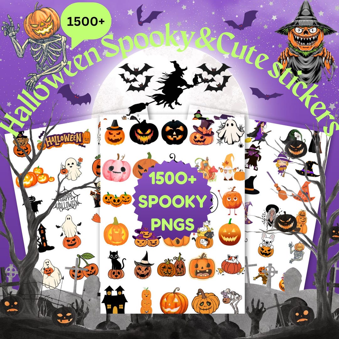 Spooky Halloween Planner Stickers: Pumpkin PNG, Goodnotes Stickers ...
