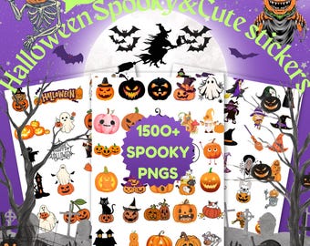 Spooky Halloween Planner Stickers: Pumpkin PNG, Goodnotes Stickers (Digital Download)